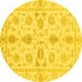 Round Oriental Yellow Traditional Rug, abs725yw