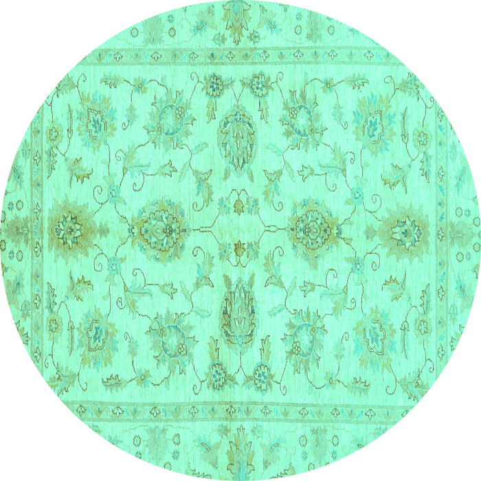 Round Oriental Turquoise Traditional Rug, abs725turq