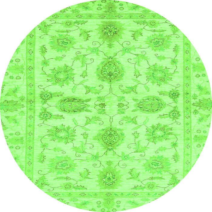 Round Oriental Green Traditional Rug, abs725grn