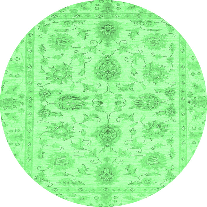 Round Oriental Emerald Green Traditional Rug, abs725emgrn