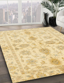 Machine Washable Abstract Brown Gold Rug in a Family Room, wshabs725