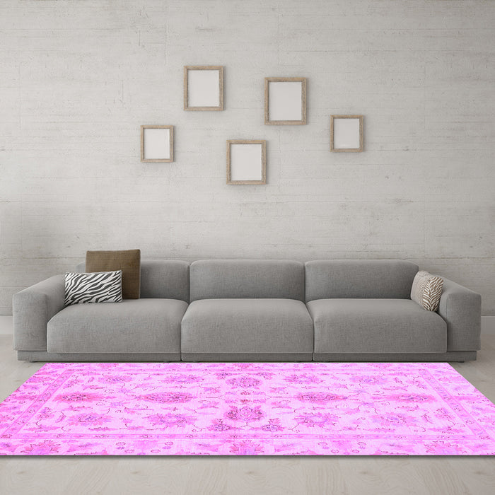 Machine Washable Oriental Purple Traditional Area Rugs in a Living Room, wshabs725pur