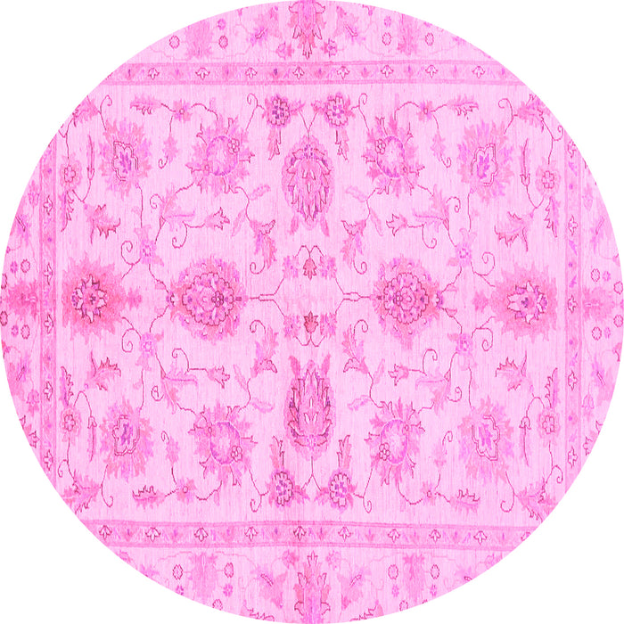 Round Oriental Pink Traditional Rug, abs725pnk