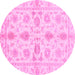 Round Oriental Pink Traditional Rug, abs725pnk