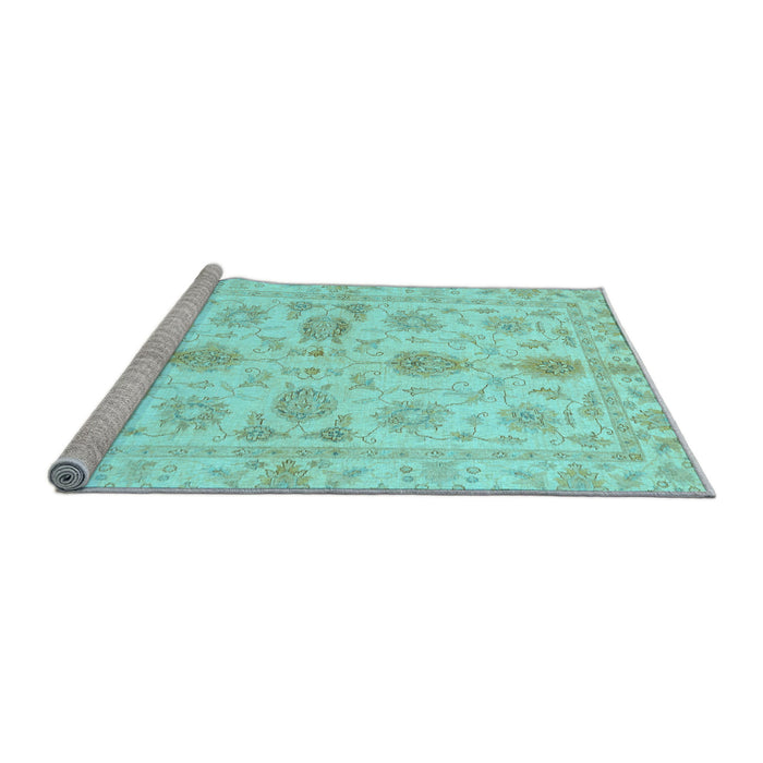 Sideview of Machine Washable Oriental Light Blue Traditional Rug, wshabs725lblu