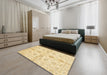 Machine Washable Abstract Brown Gold Rug in a Bedroom, wshabs725