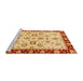 Sideview of Machine Washable Abstract Orange Red Rug, wshabs726