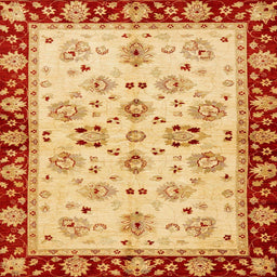 Square Machine Washable Abstract Orange Red Rug, wshabs726