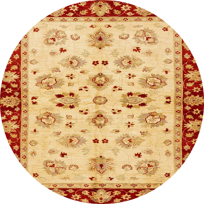 Round Abstract Orange Red Oriental Rug, abs726