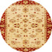 Round Abstract Orange Red Oriental Rug, abs726