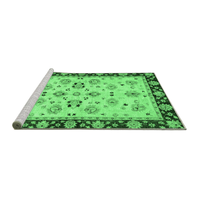 Sideview of Machine Washable Oriental Emerald Green Traditional Area Rugs, wshabs726emgrn