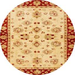 Round Machine Washable Abstract Orange Red Rug, wshabs726