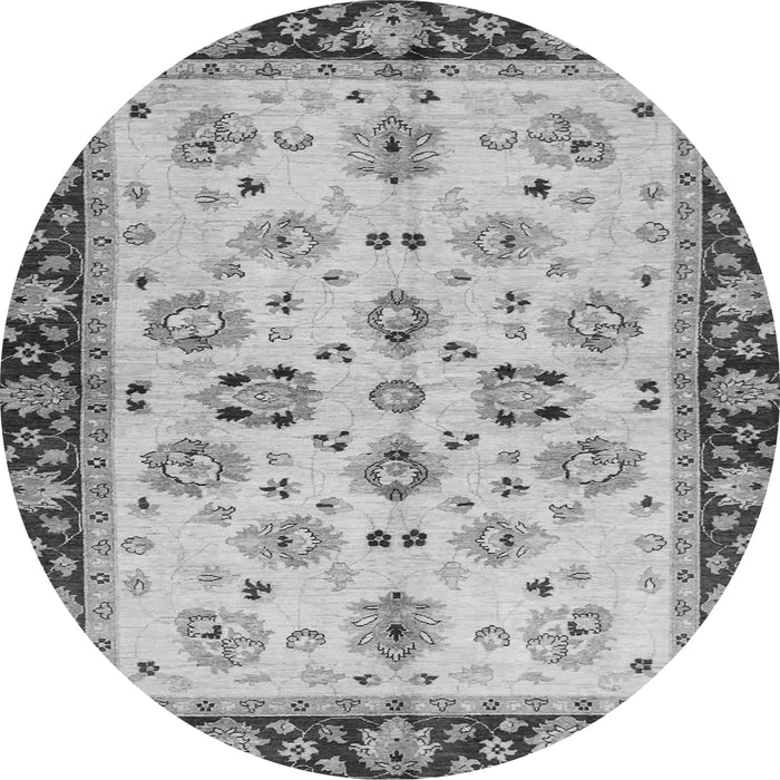Round Oriental Gray Traditional Rug, abs726gry
