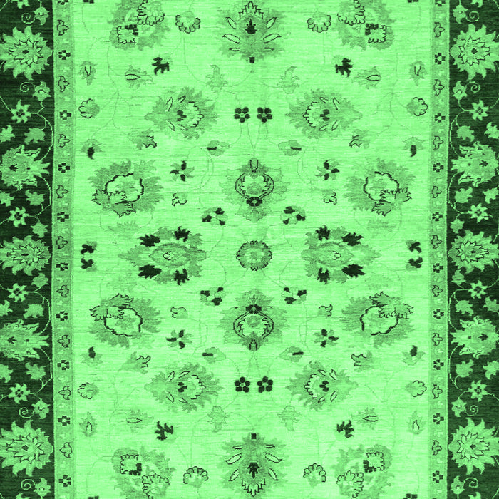 Machine Washable Oriental Emerald Green Traditional Area Rugs, wshabs726emgrn