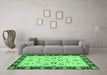 Machine Washable Oriental Emerald Green Traditional Area Rugs in a Living Room,, wshabs726emgrn