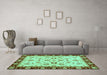 Machine Washable Oriental Turquoise Traditional Area Rugs in a Living Room,, wshabs726turq