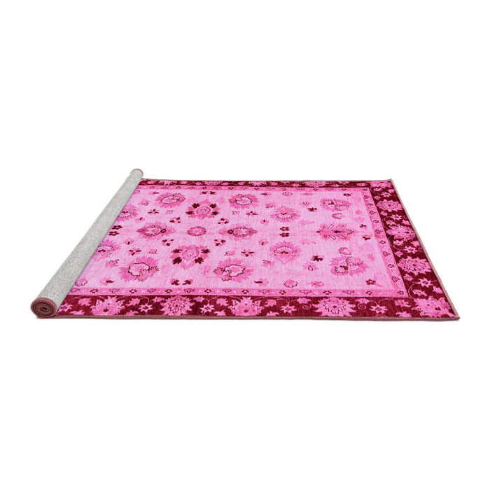 Sideview of Machine Washable Oriental Pink Traditional Rug, wshabs726pnk