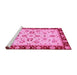 Sideview of Machine Washable Oriental Pink Traditional Rug, wshabs726pnk