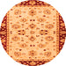 Round Machine Washable Oriental Orange Traditional Area Rugs, wshabs726org