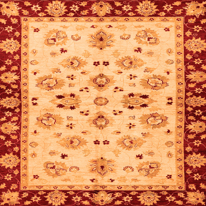 Square Machine Washable Oriental Orange Traditional Area Rugs, wshabs726org