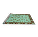 Sideview of Machine Washable Oriental Light Blue Traditional Rug, wshabs726lblu