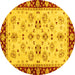 Round Oriental Yellow Traditional Rug, abs726yw