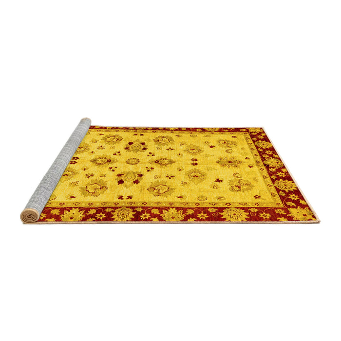 Sideview of Machine Washable Oriental Yellow Traditional Rug, wshabs726yw