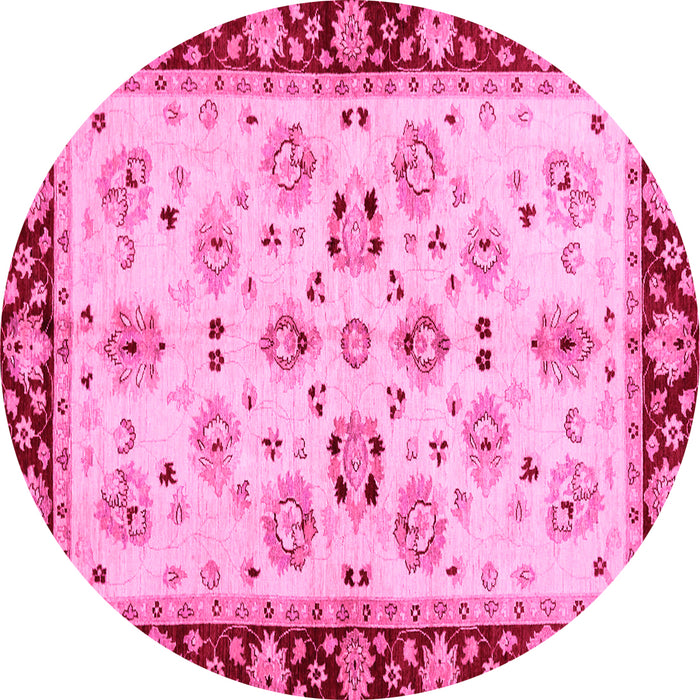 Round Oriental Pink Traditional Rug, abs726pnk
