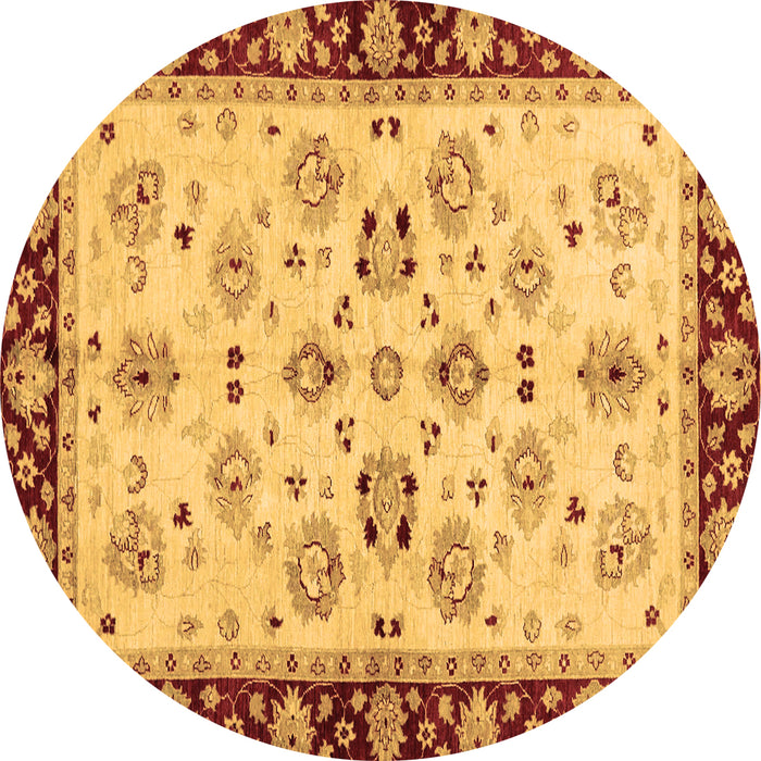 Round Machine Washable Oriental Brown Traditional Rug, wshabs726brn