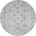 Round Machine Washable Oriental Gray Traditional Rug, wshabs727gry