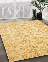 Abstract Chrome Gold Yellow Oriental Rug, abs727