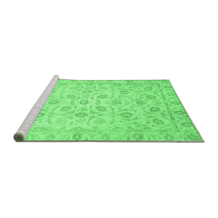 Sideview of Machine Washable Oriental Emerald Green Traditional Area Rugs, wshabs727emgrn