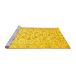 Sideview of Machine Washable Oriental Yellow Traditional Rug, wshabs727yw