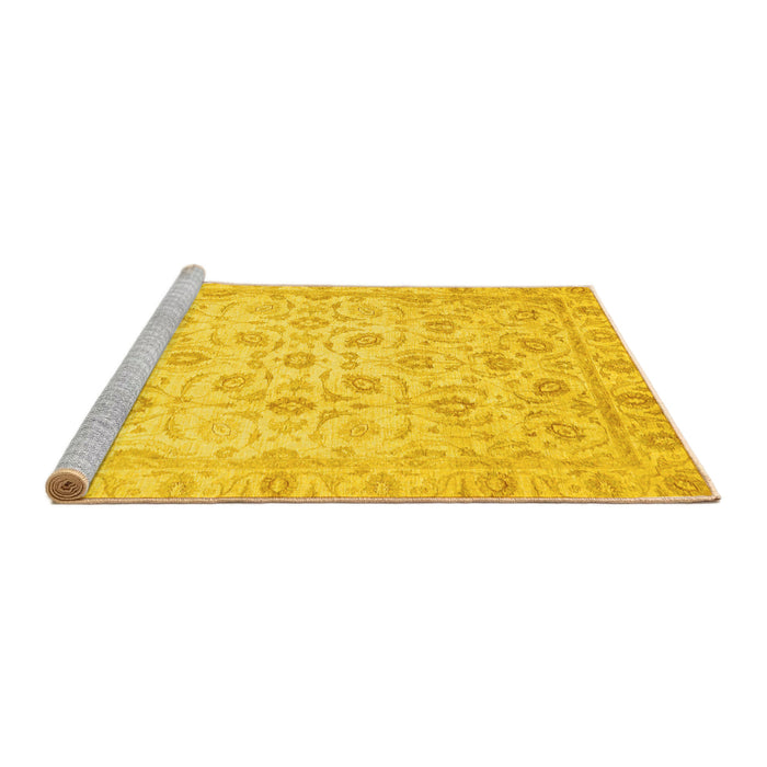 Sideview of Machine Washable Oriental Yellow Traditional Rug, wshabs727yw