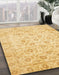 Abstract Chrome Gold Yellow Oriental Rug in Family Room, abs727