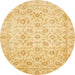 Round Machine Washable Abstract Chrome Gold Yellow Rug, wshabs727