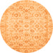 Round Oriental Orange Traditional Rug, abs727org