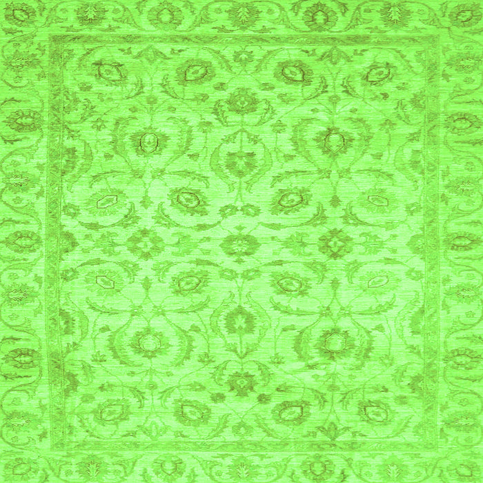 Square Machine Washable Oriental Green Traditional Area Rugs, wshabs727grn