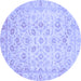 Round Oriental Blue Traditional Rug, abs727blu