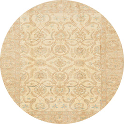 Round Abstract Brown Gold Oriental Rug, abs728