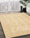 Abstract Brown Gold Oriental Rug in Family Room, abs728