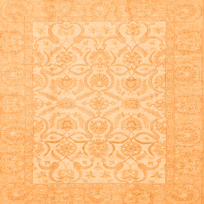 Square Machine Washable Oriental Orange Traditional Area Rugs, wshabs728org