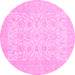 Round Oriental Pink Traditional Rug, abs728pnk