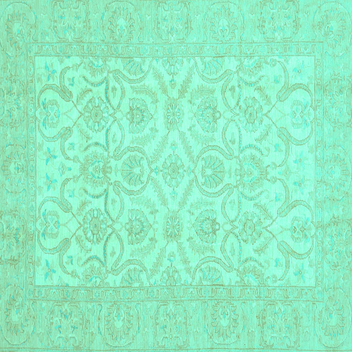Square Oriental Turquoise Traditional Rug, abs728turq
