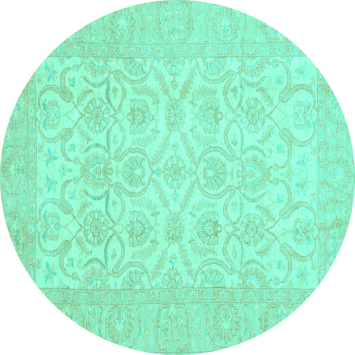 Round Oriental Turquoise Traditional Rug, abs728turq