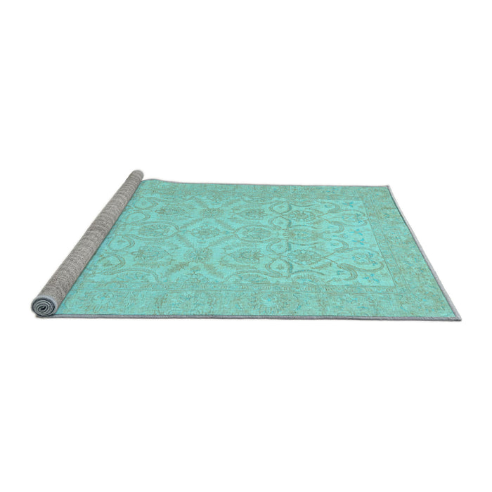 Sideview of Machine Washable Oriental Light Blue Traditional Rug, wshabs728lblu
