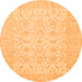 Round Oriental Orange Traditional Rug, abs728org