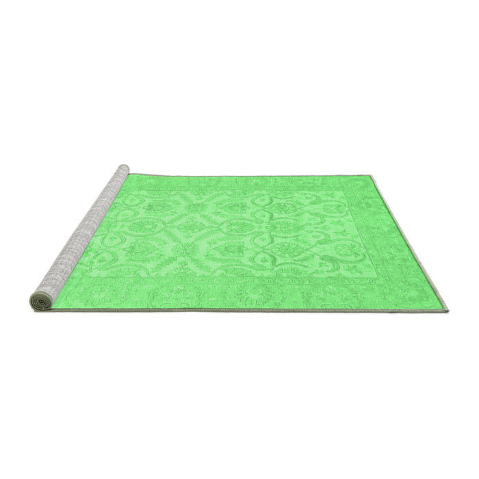 Sideview of Machine Washable Oriental Emerald Green Traditional Area Rugs, wshabs728emgrn