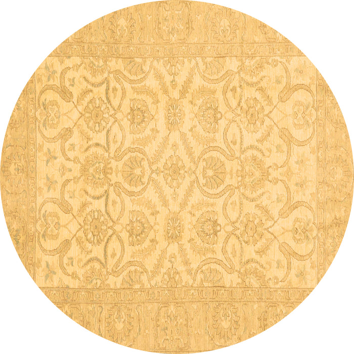 Round Oriental Brown Traditional Rug, abs728brn