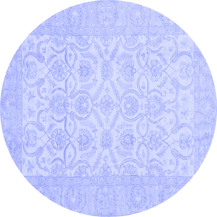 Round Oriental Blue Traditional Rug, abs728blu